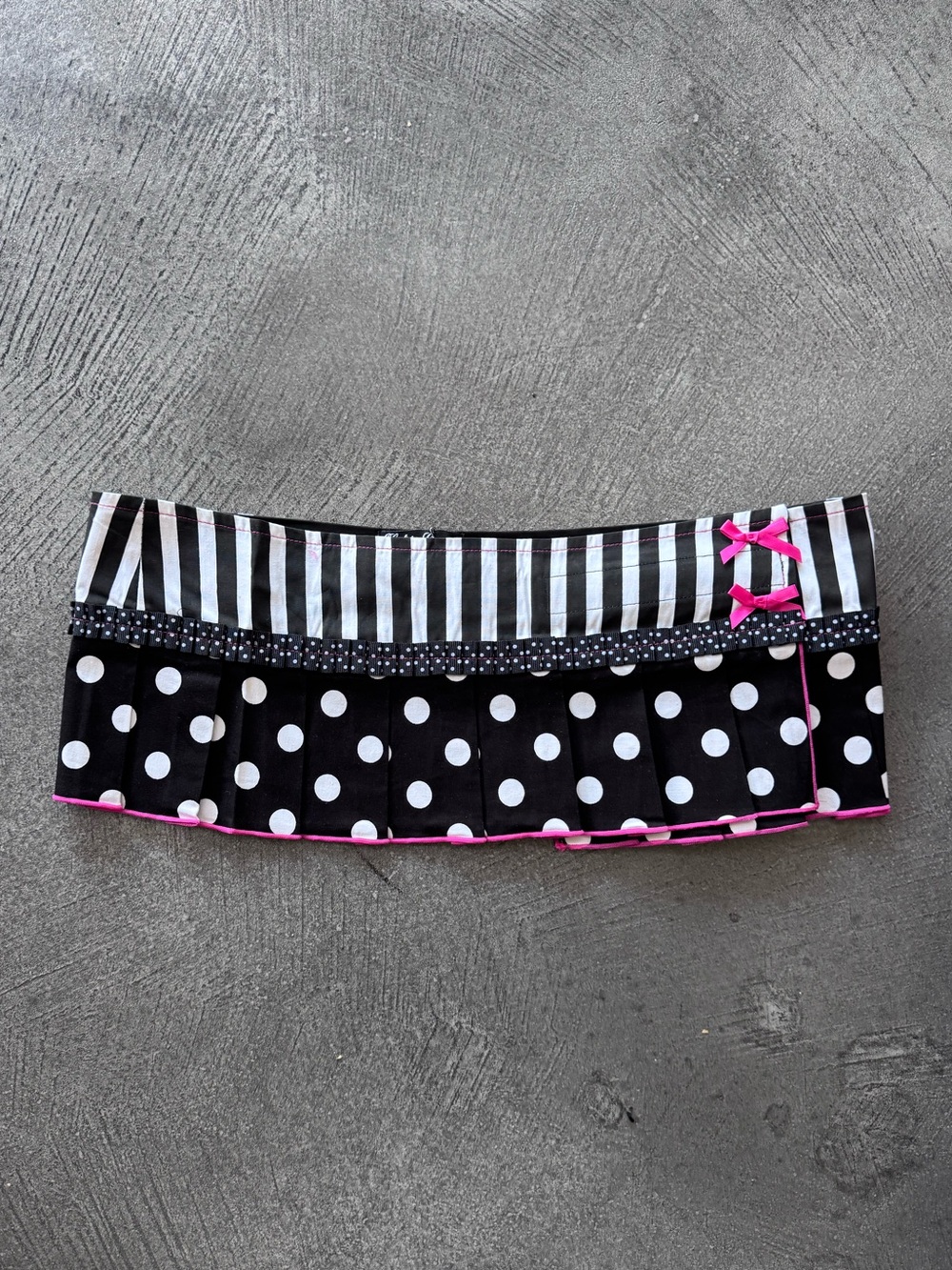 Electric Lingerie Polka Dot Micro Mini Skirt with Pink Trim